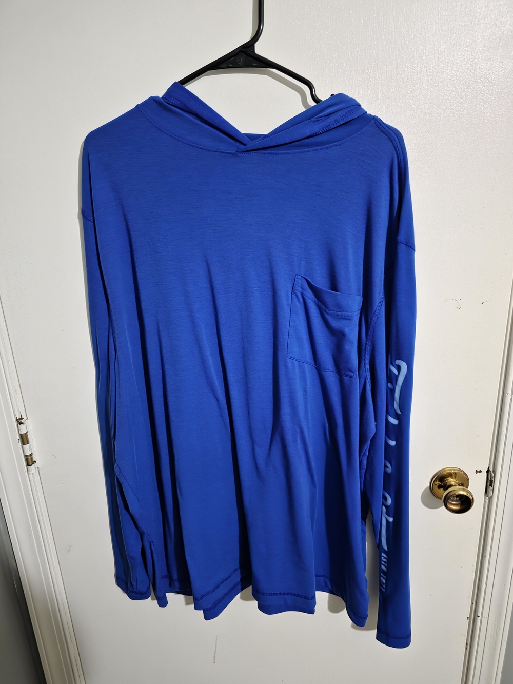 Field & Stream Men's Royal Blue Hooded Long-Sleeve Shirt with Chest Pocket
